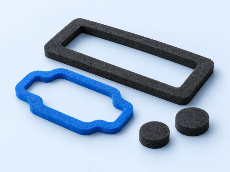 Concept illustration of foam die-cut parts, not a product photograph